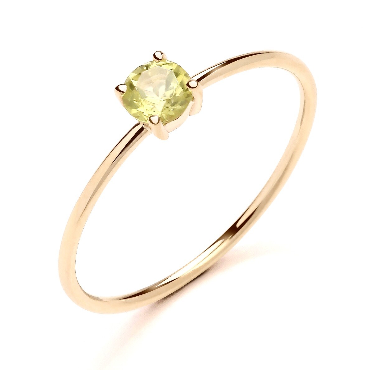 9ct Yellow Gold Peridot Solitaire Ring size  J to S - August Birthstone