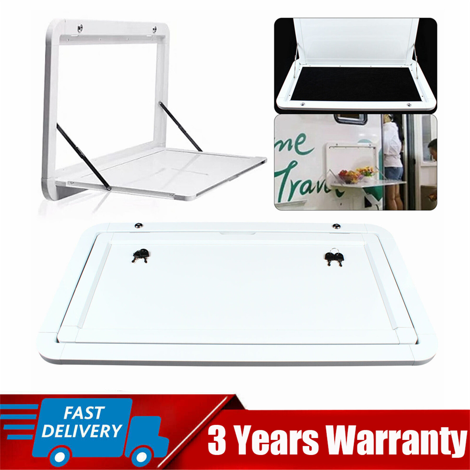 800 x 450mm RV Caravan External Folding Wall Mount Camping Table Aluminum Alloy]