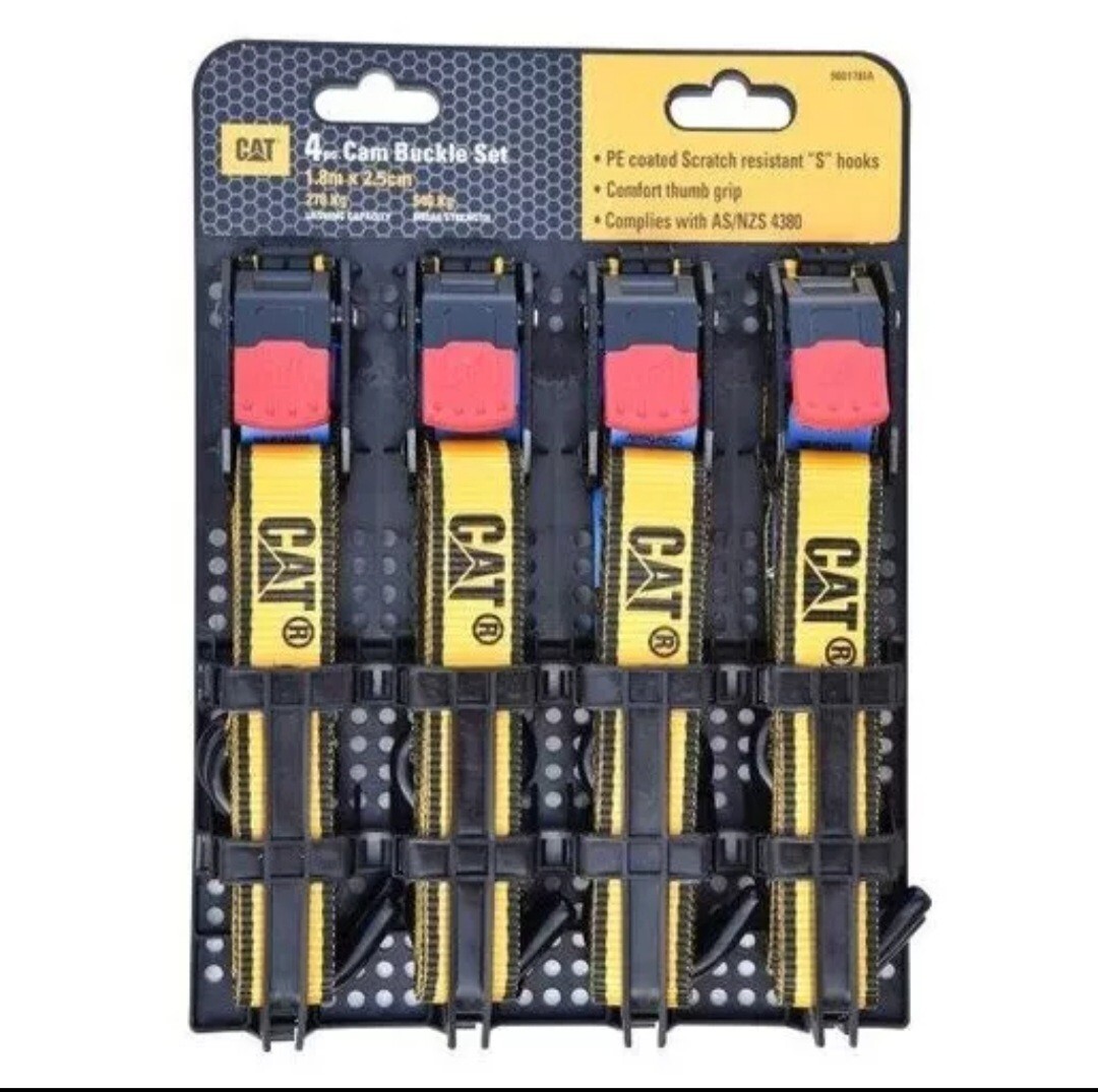 Caterpillar 4pc Cam Buckle Tie Down Set 6ft x 1" - 980178IA NEW