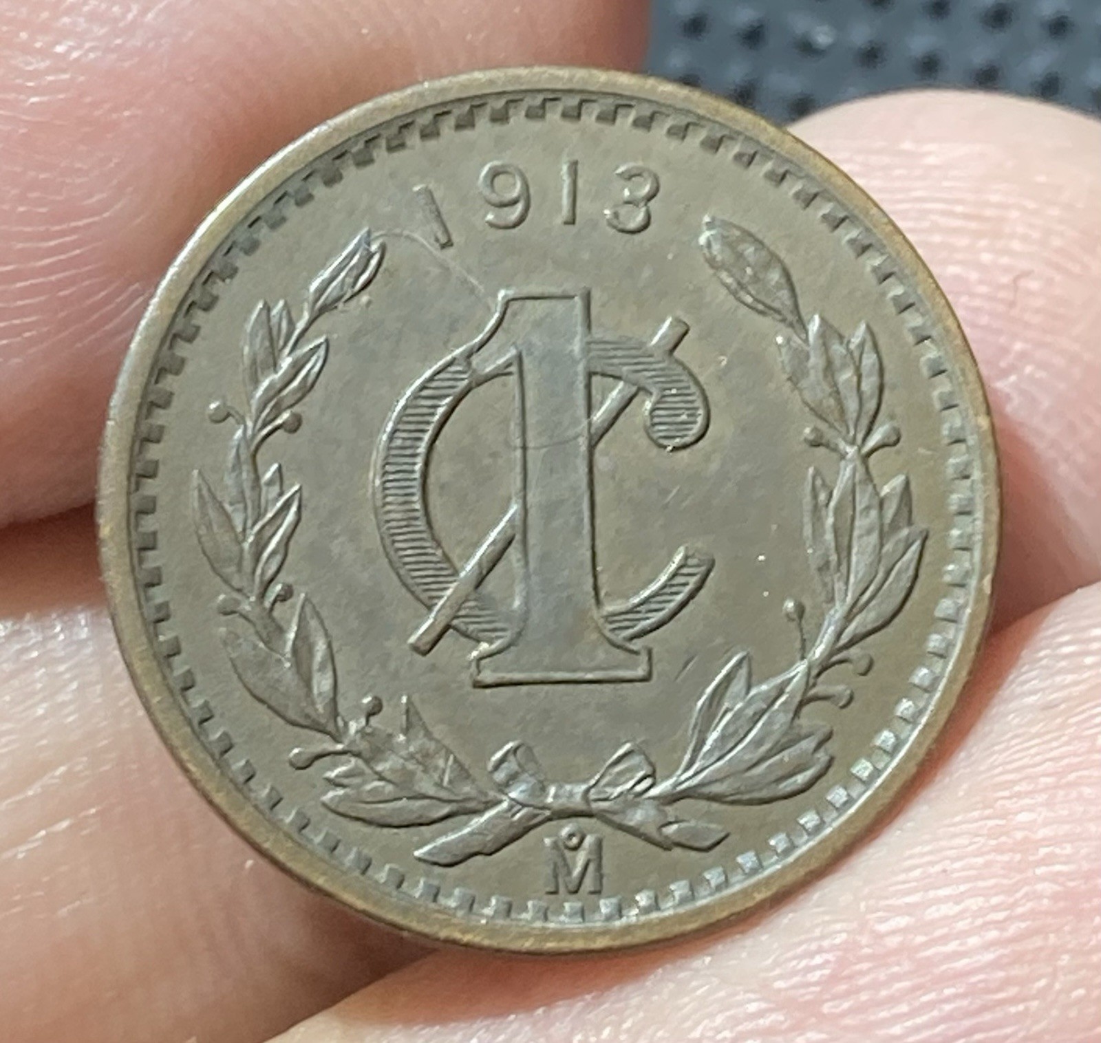 MEXICO KM415 1 Centavo 1913 High Grade