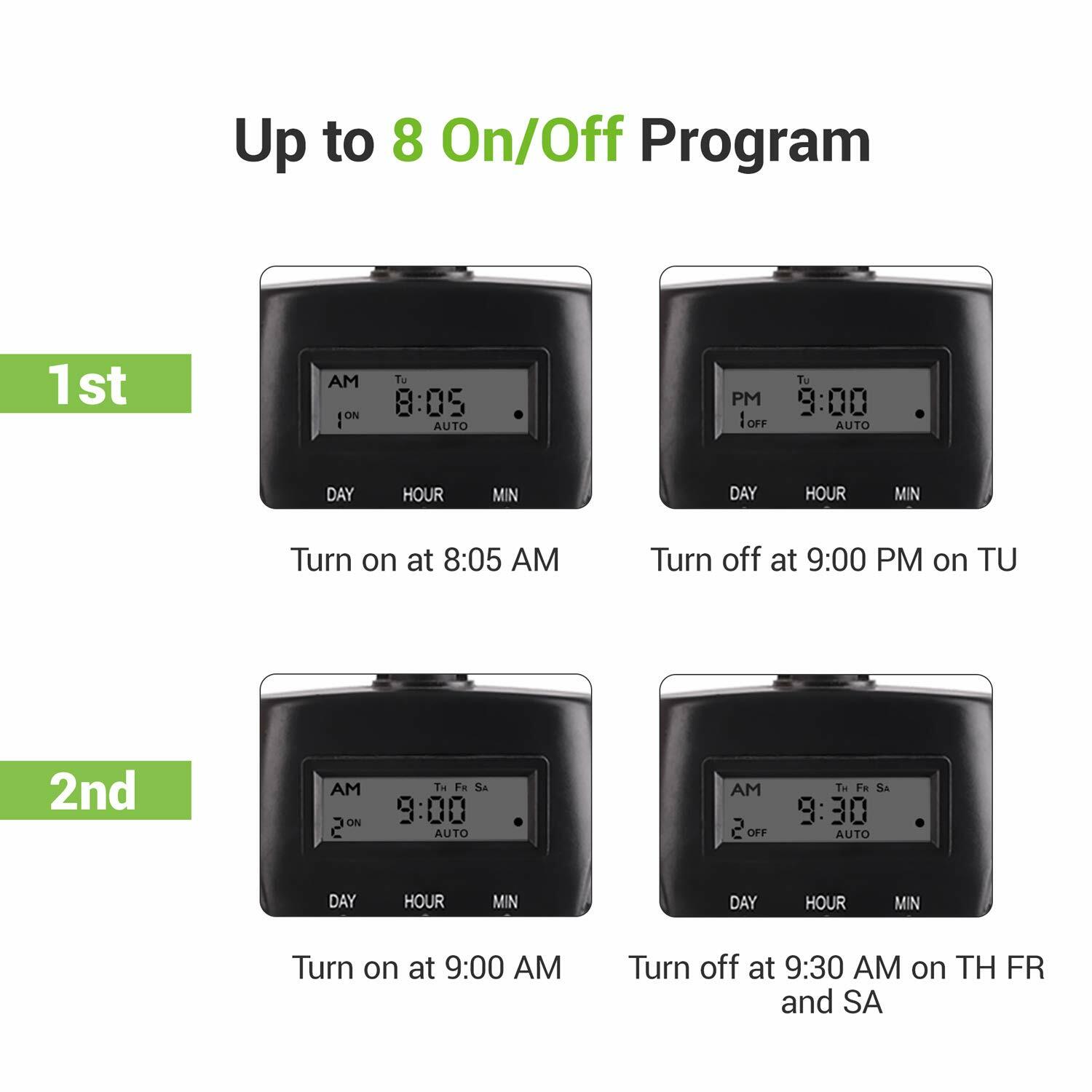 BN-LINK 7 Day Heavy Duty Digital Programmable Timer - Dual Outlet (Outdoor)