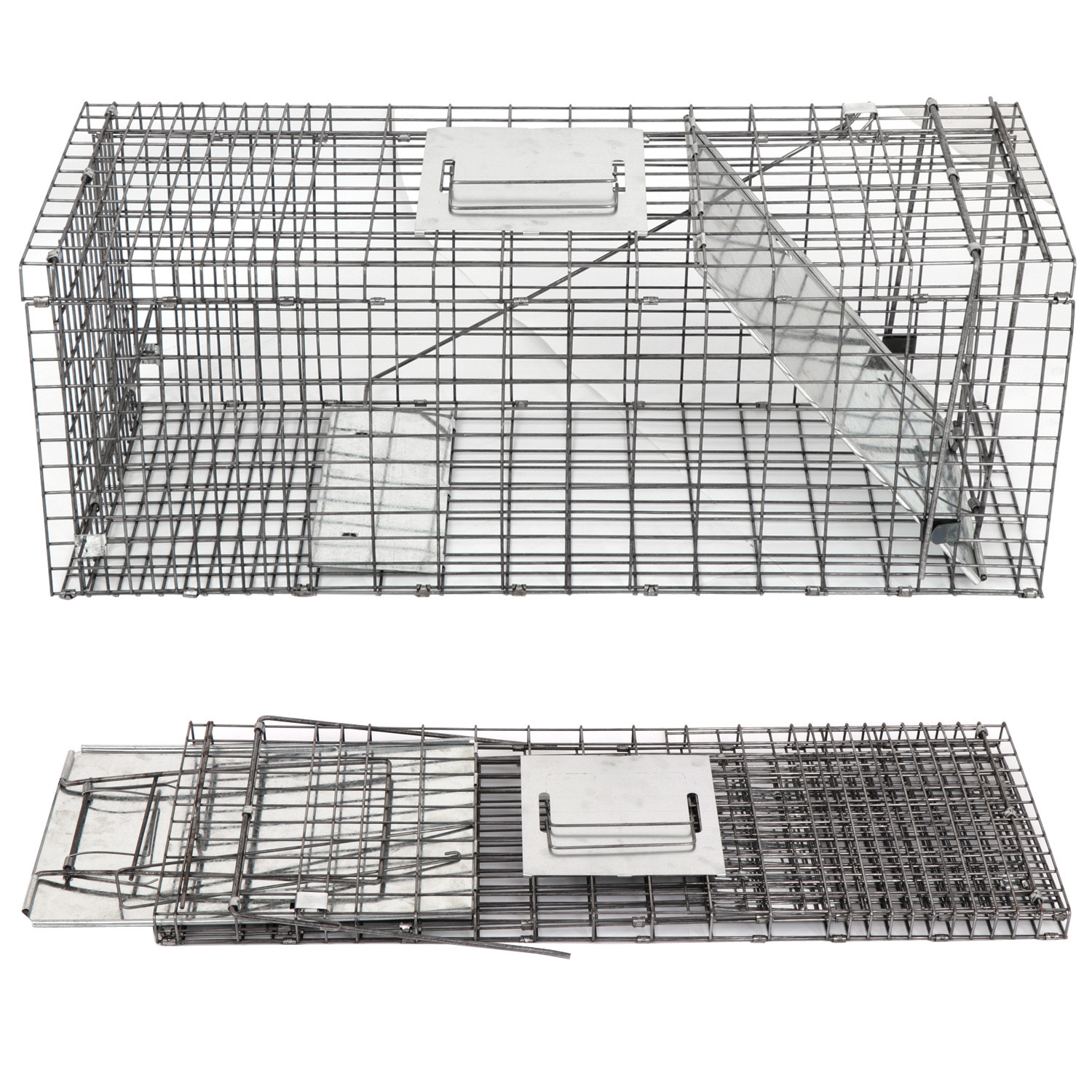 32" Humane Animal Trap Steel Cage for Live Rodent Control Rat Squirrel Raccon