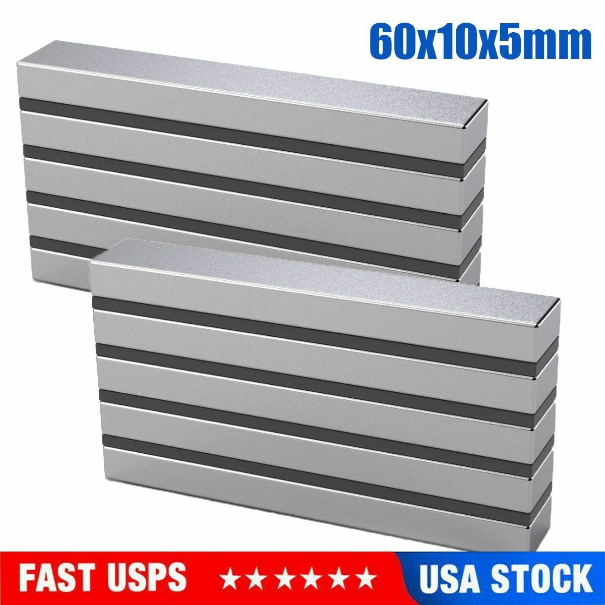 1/5/10/20x N52 Big Block Bar Fridge 60x10x5mm Magnet Strong Rare Earth Neodymium
