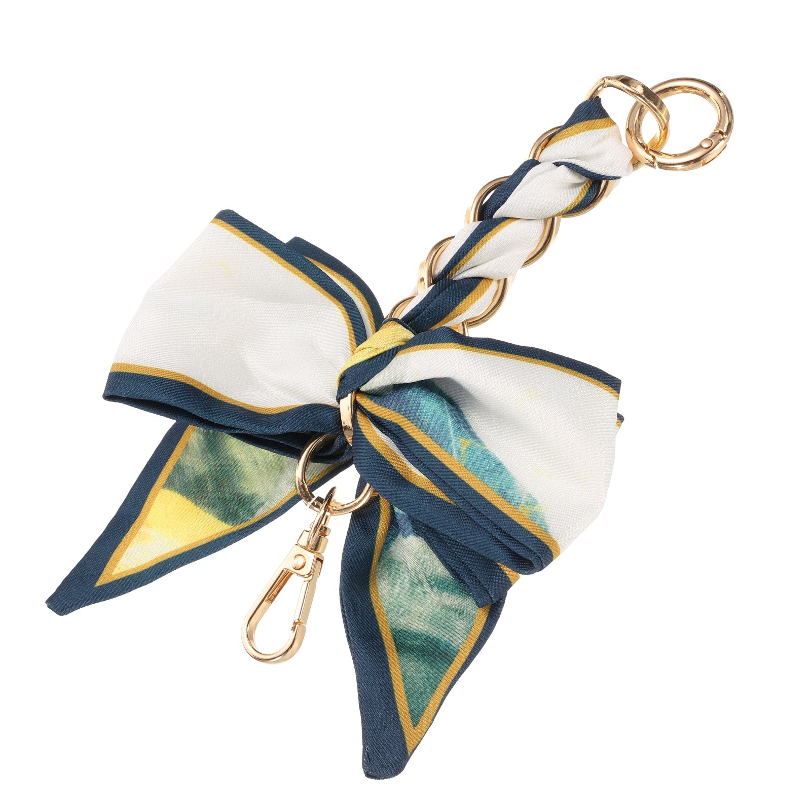Purse Extender Chain, 7" Bow Ribbon Scarf Women Purse Straps, Yellow/White