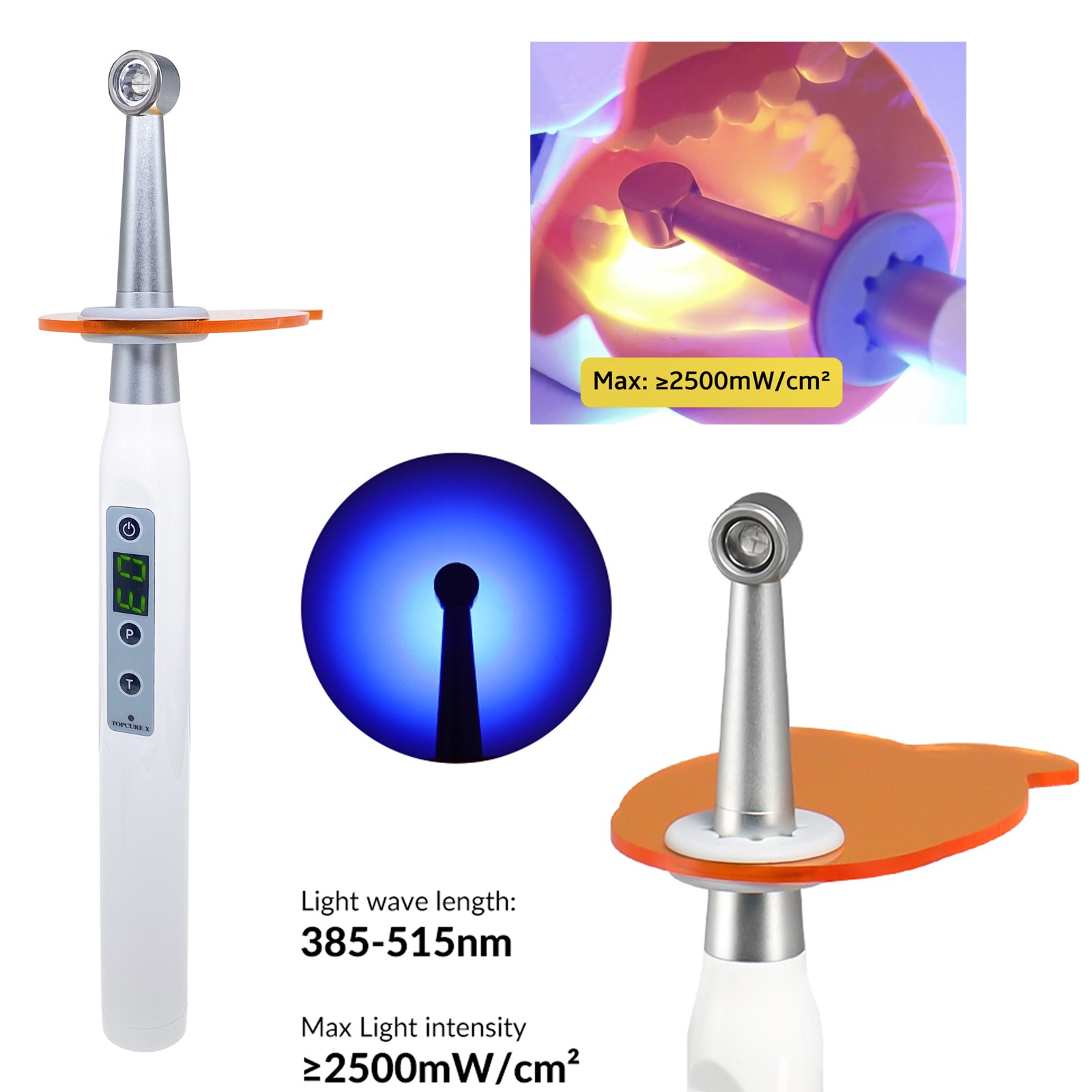 1s Dental UV Curing Lights One Second Cure/ High/Ramp/Pulse 4Modes 2500mW/cm