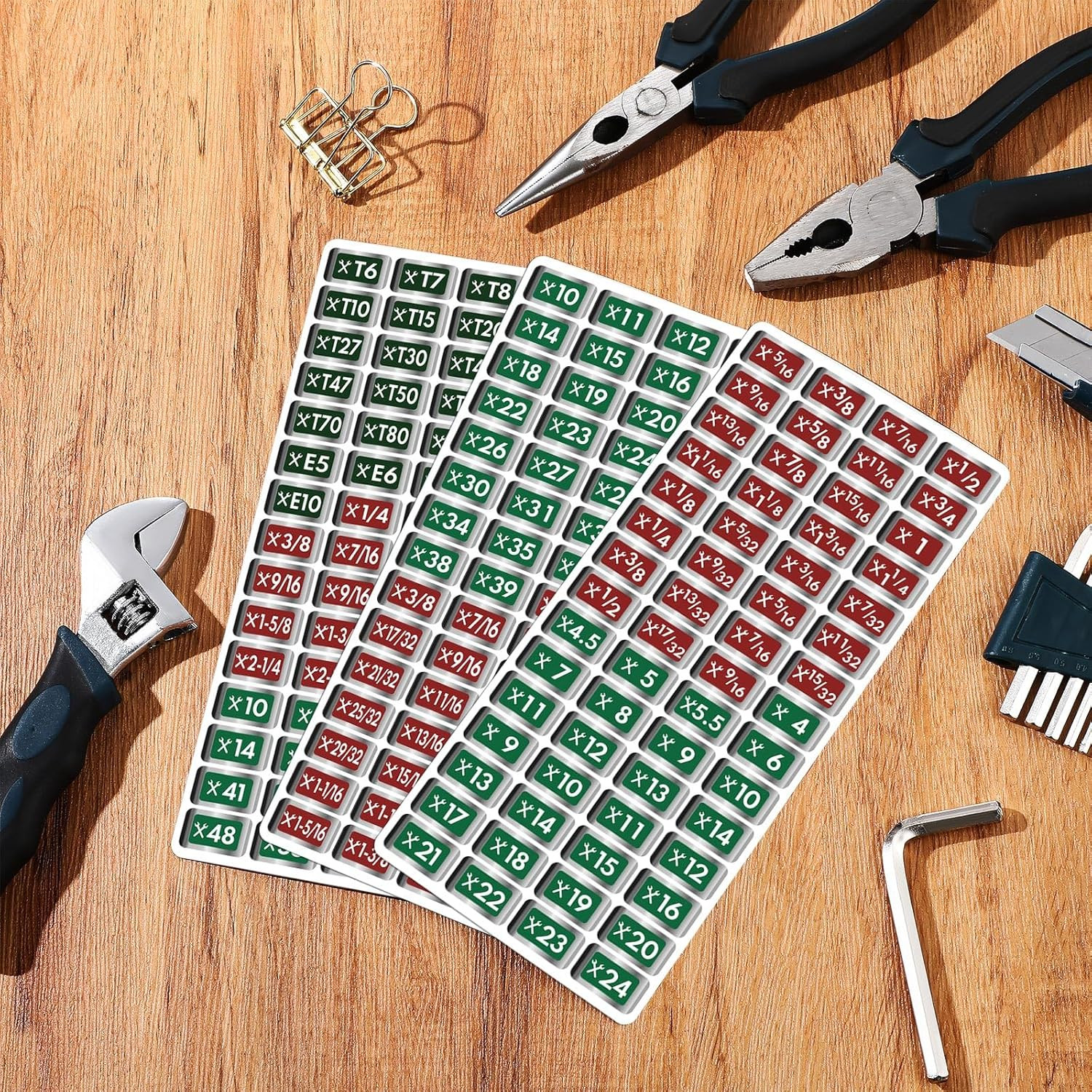 180 Pcs Tool Box Labels Stickers and Decals Wrench Size Chrome Socket Labels Foi