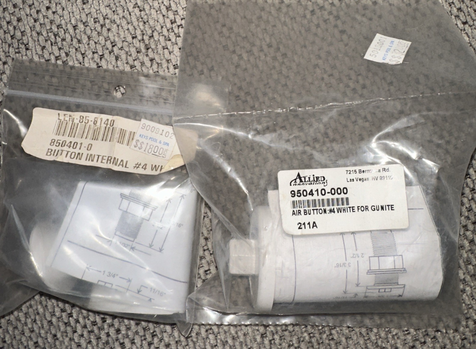 950410-000 Allied Innovations Air Button Gunite #4, 211A & 850401-0, #4, 212D