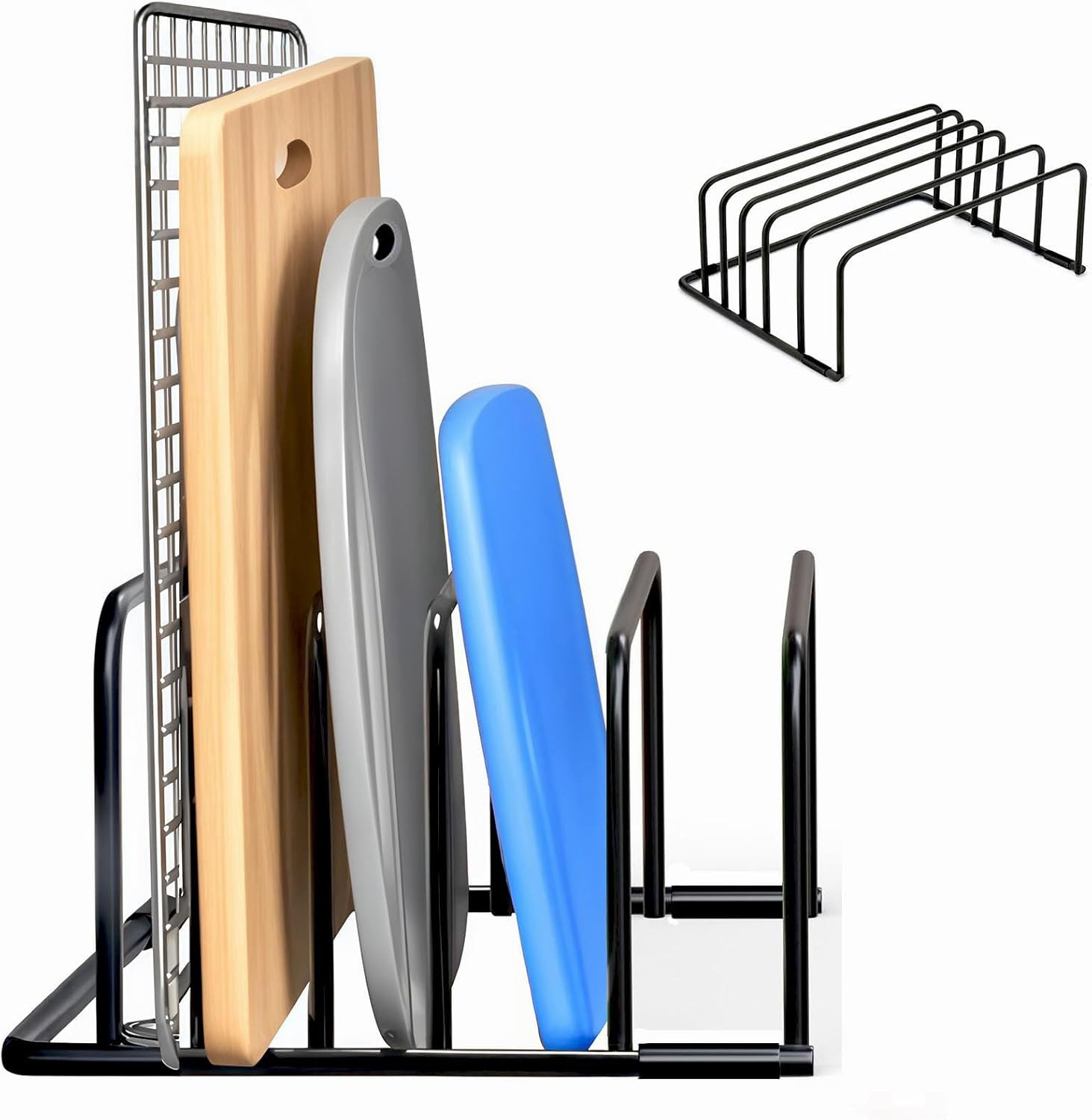 Kitchen Cutting Board Organizer Rack, 5-Slot Storage Holder for Boards, Bakew...