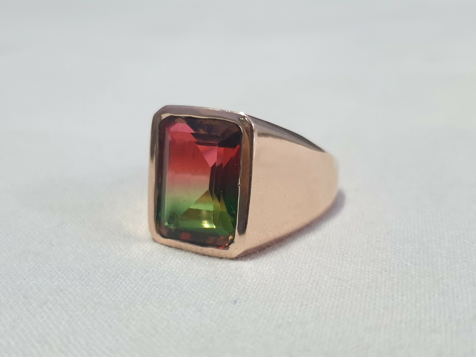 Watermelon Tourmaline Ring 925 Solid Sterling Silver Quartz Gemstone Gold Filled