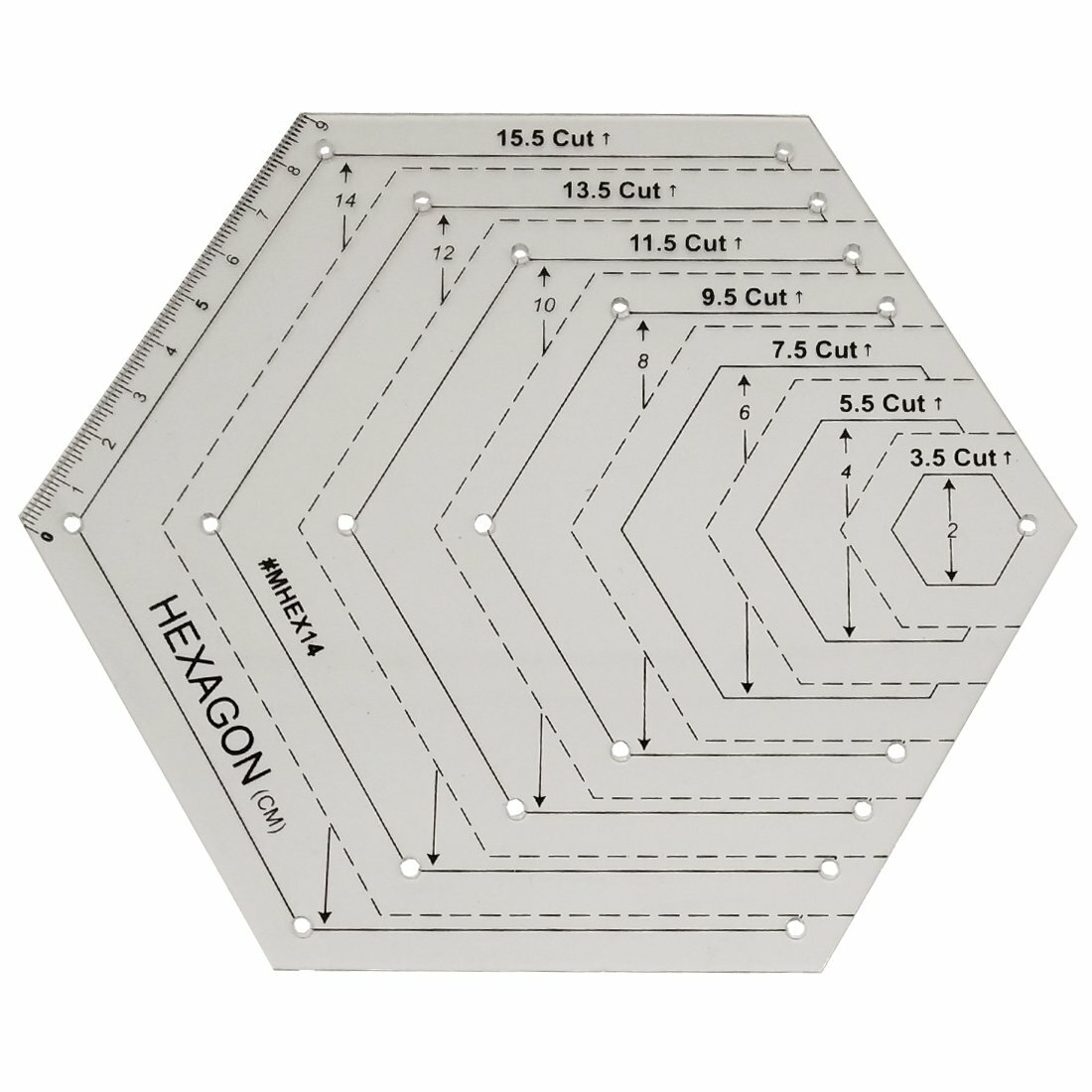 Quilt Quilter's Ruler Hexagon Quilting Ruler Equilateral Traiangle Diamound 15.5