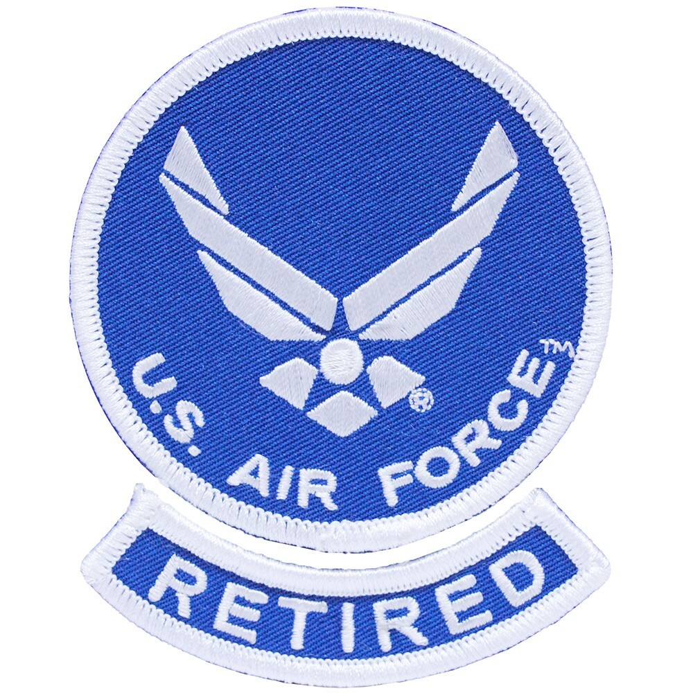 AIR FORCE SYMBOL RETIRED Embroidered Shoulder  Patch (3-5/8") (0511)