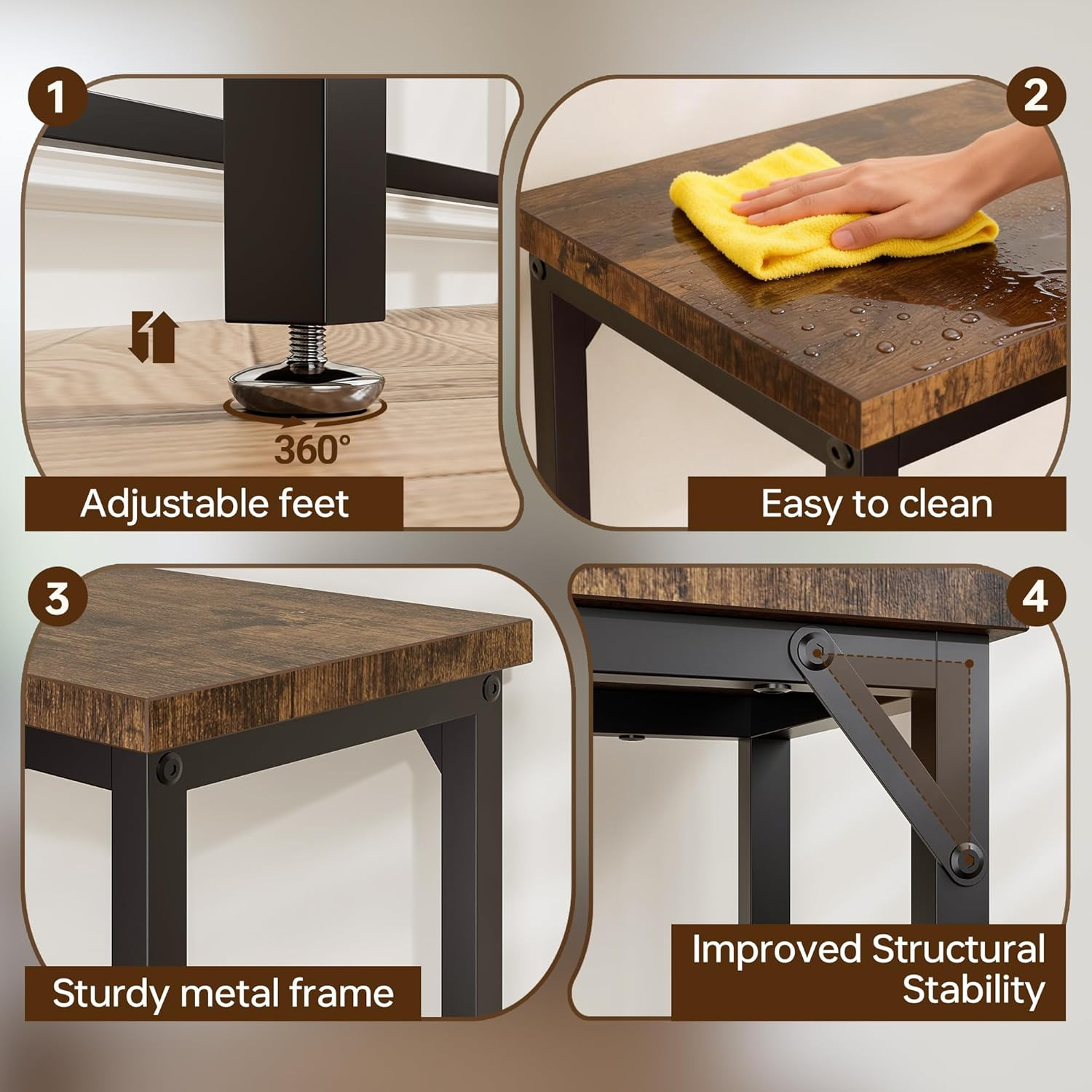 Narrow Entryway Console Table & Sofa Side Table - Industrial Hallway Table for S