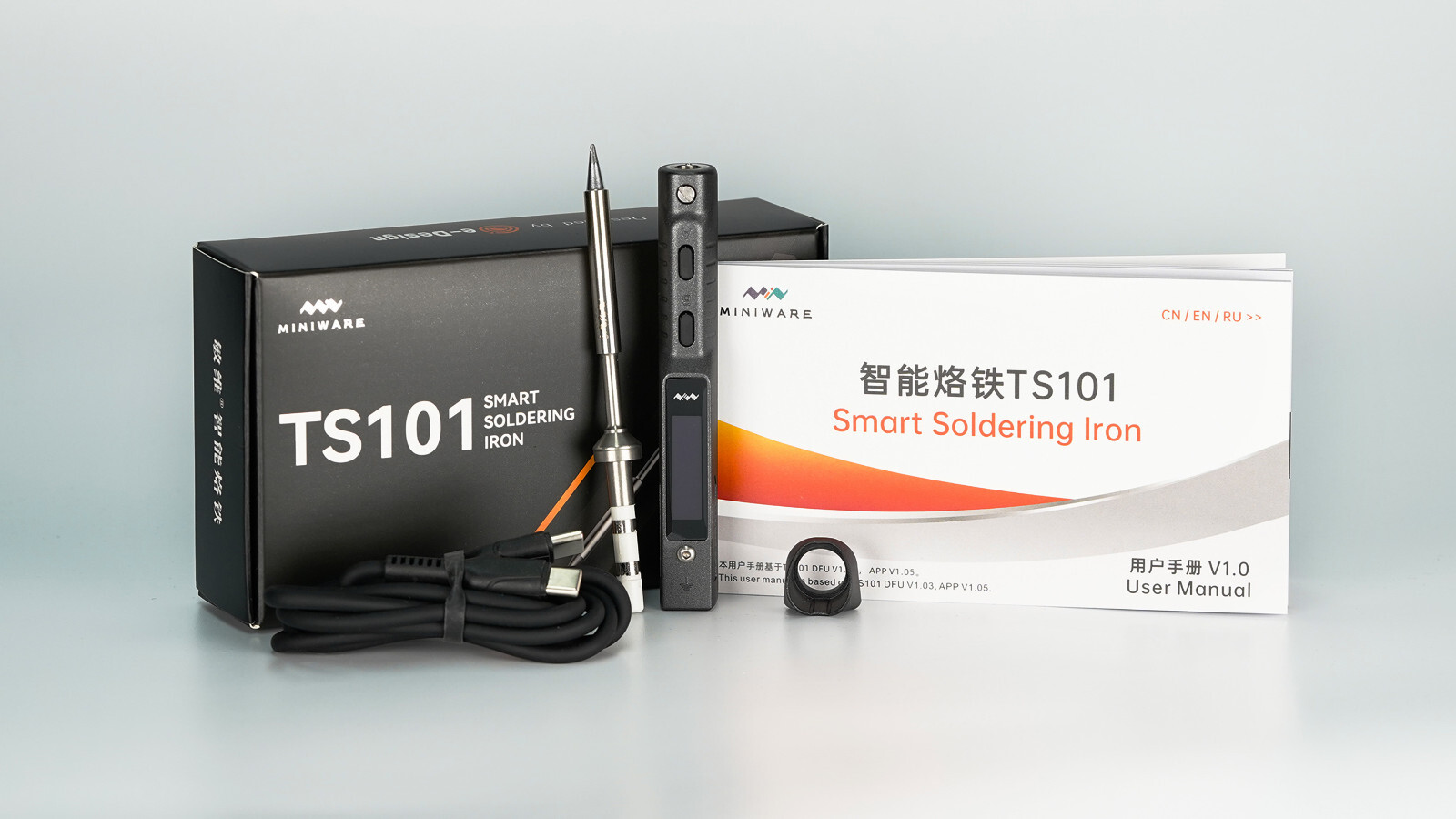 TS101 Miniware Portable Digital OLED Soldering Iron Kit PR-B2 Tip Interface