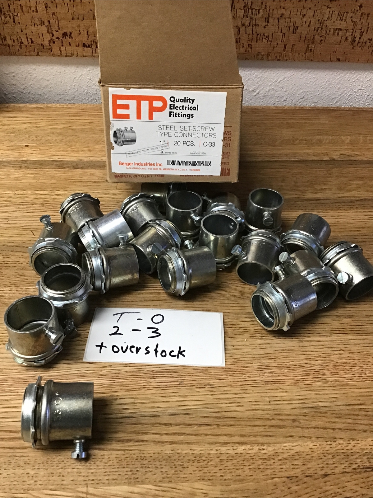 Box Of 20 ETP Steel Set-Screw Connectors 1”   New    ETP1-C33