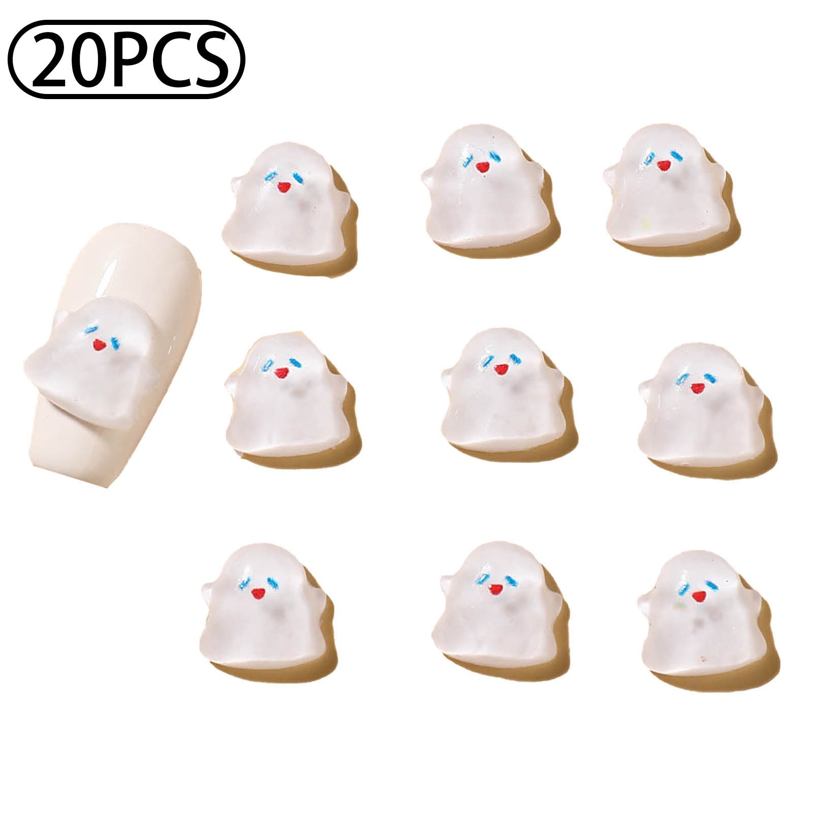 Women Girls Mini Ghost Raves 20Pcs Halloween-themed Elements Resin White Ghost