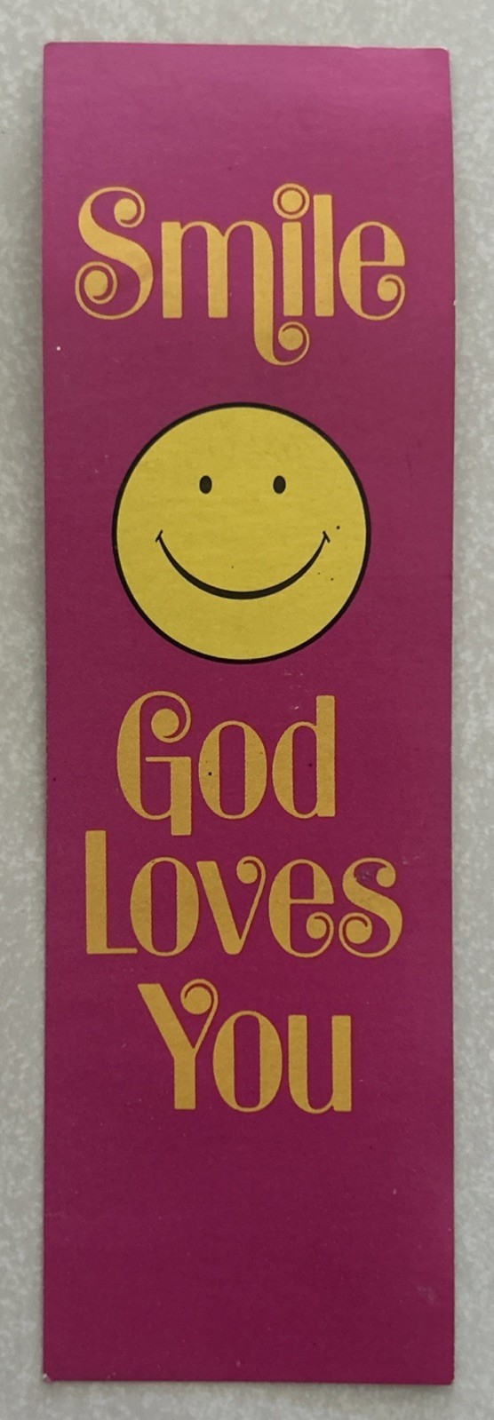 Vintage “SMILE GOD LOVES YOU” Pink Bookmark C.R.G. #528 Made In U.S.A.