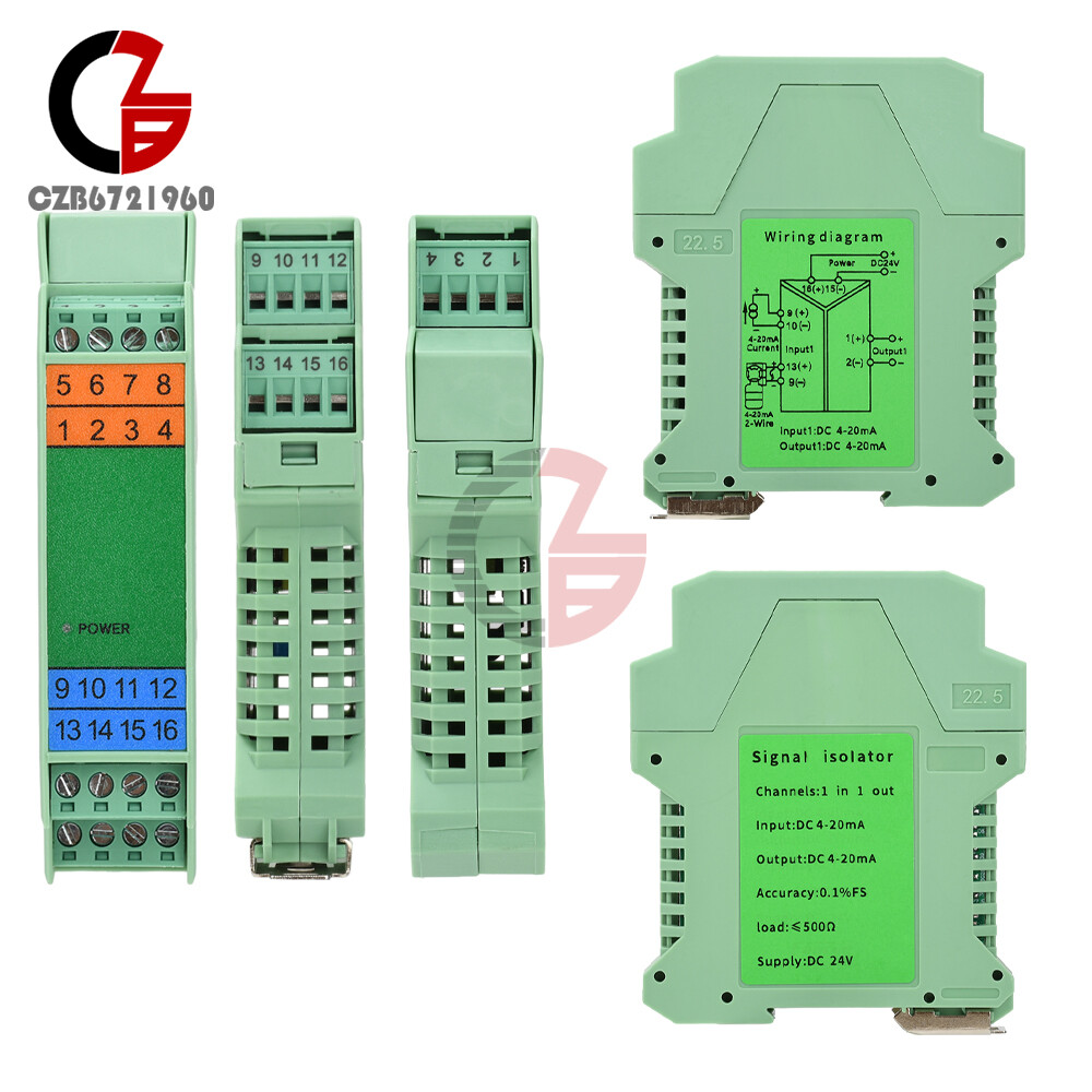 1 IN 2 OUT DC Current Voltage Signal Isolator 4-20mA Analog Signal Transmitter