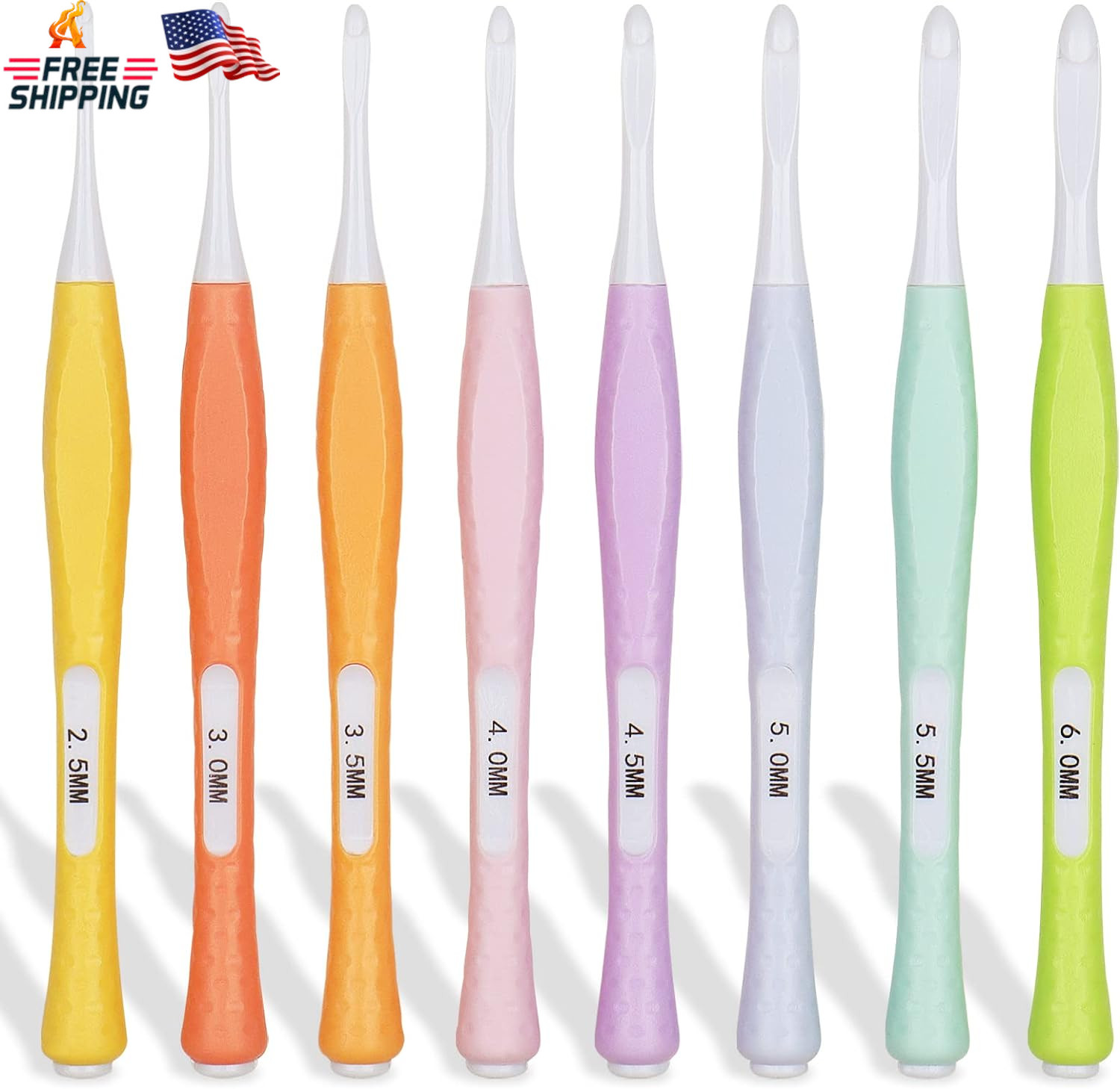 Katech 8 Pcs Inline Crochet Hooks Set, Ergonomic Non Slip Crochet Hook for Croch