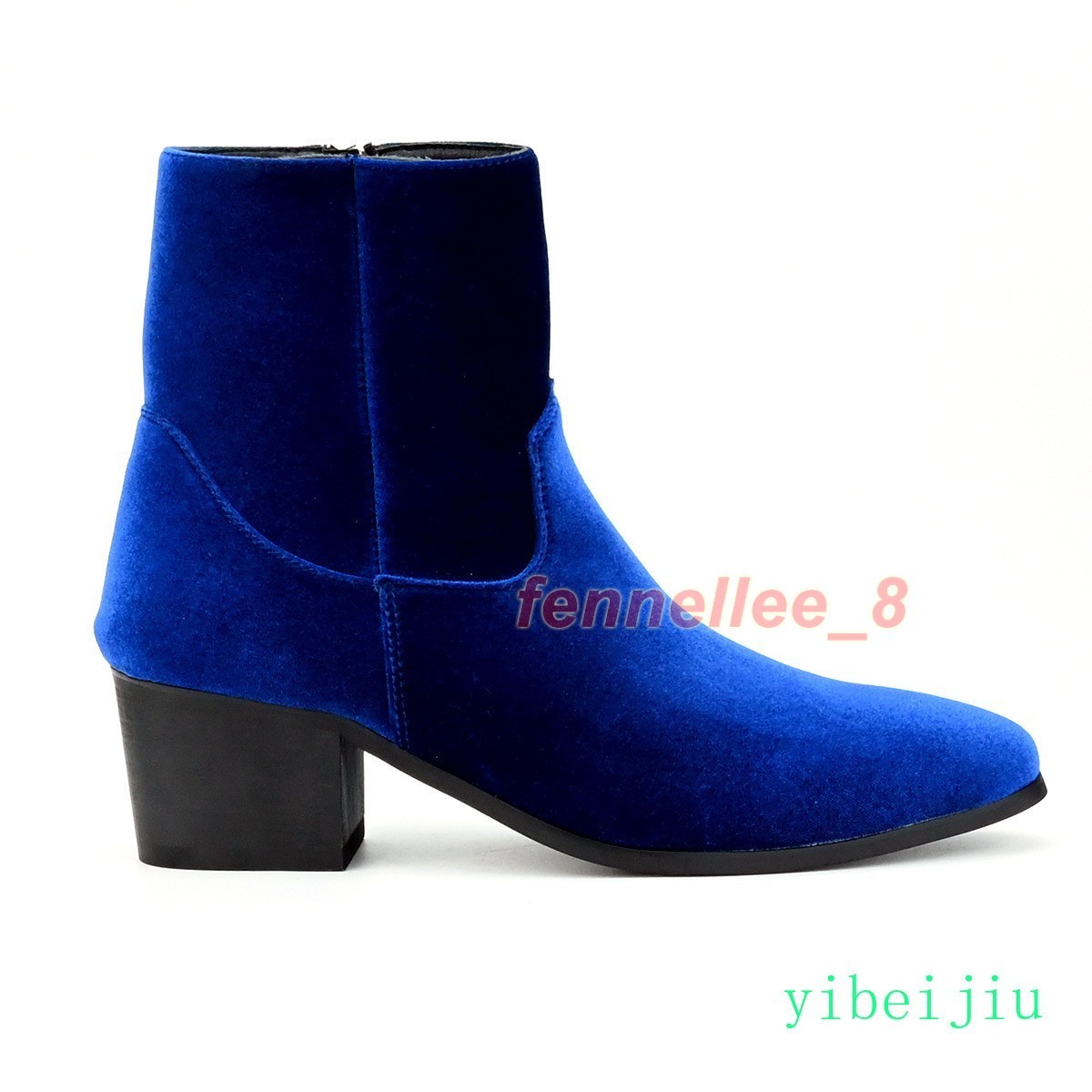 Men's Chelsea Ankle Boots Western Cowboy Leather Mid Heel Dress Shoes High Top
