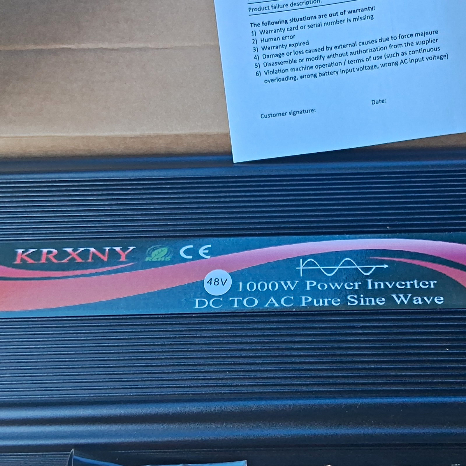 KRXNY 1000W 48 Volt to 120 Volt AC Pure Sine Power Inverter DC/AC