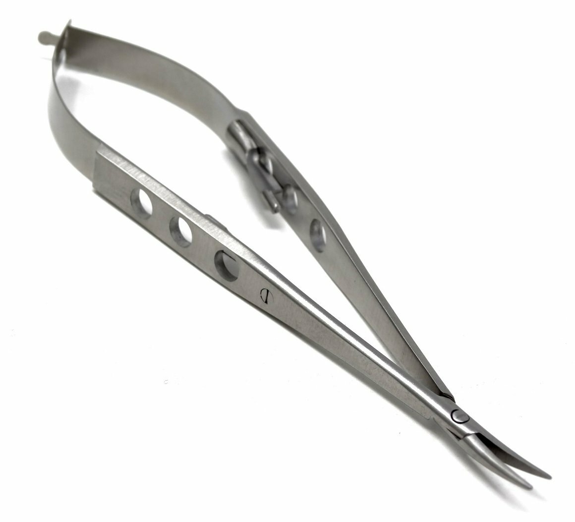 Premium Quality Castroviejo Needle Holder 5.5" Curved, Fenestrated Flat Handle