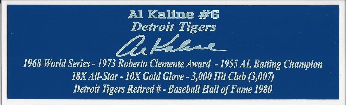 Al Kaline Autograph Nameplate Detroit Tigers Photo Baseball Jersey Glove Bat