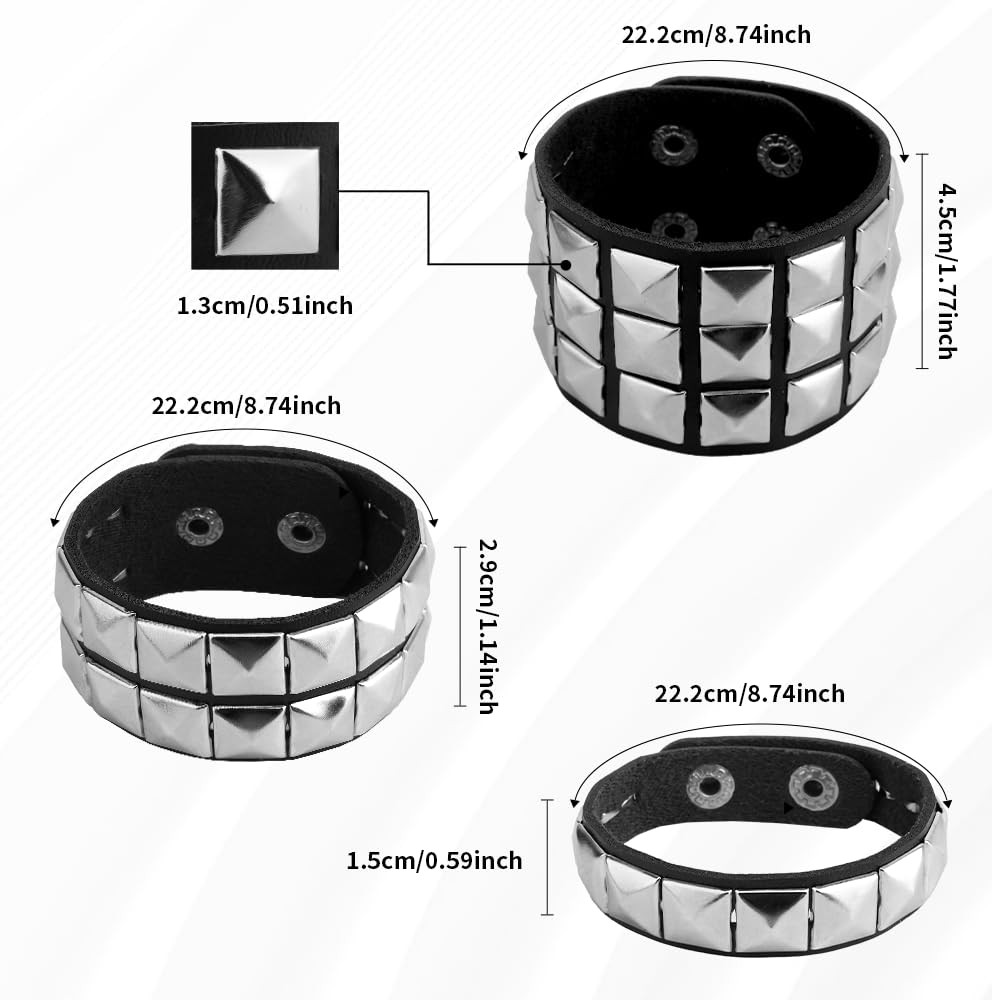 Studded Bracelets Punk Rock Gothic Emo Bracelet Rivets One size, Black