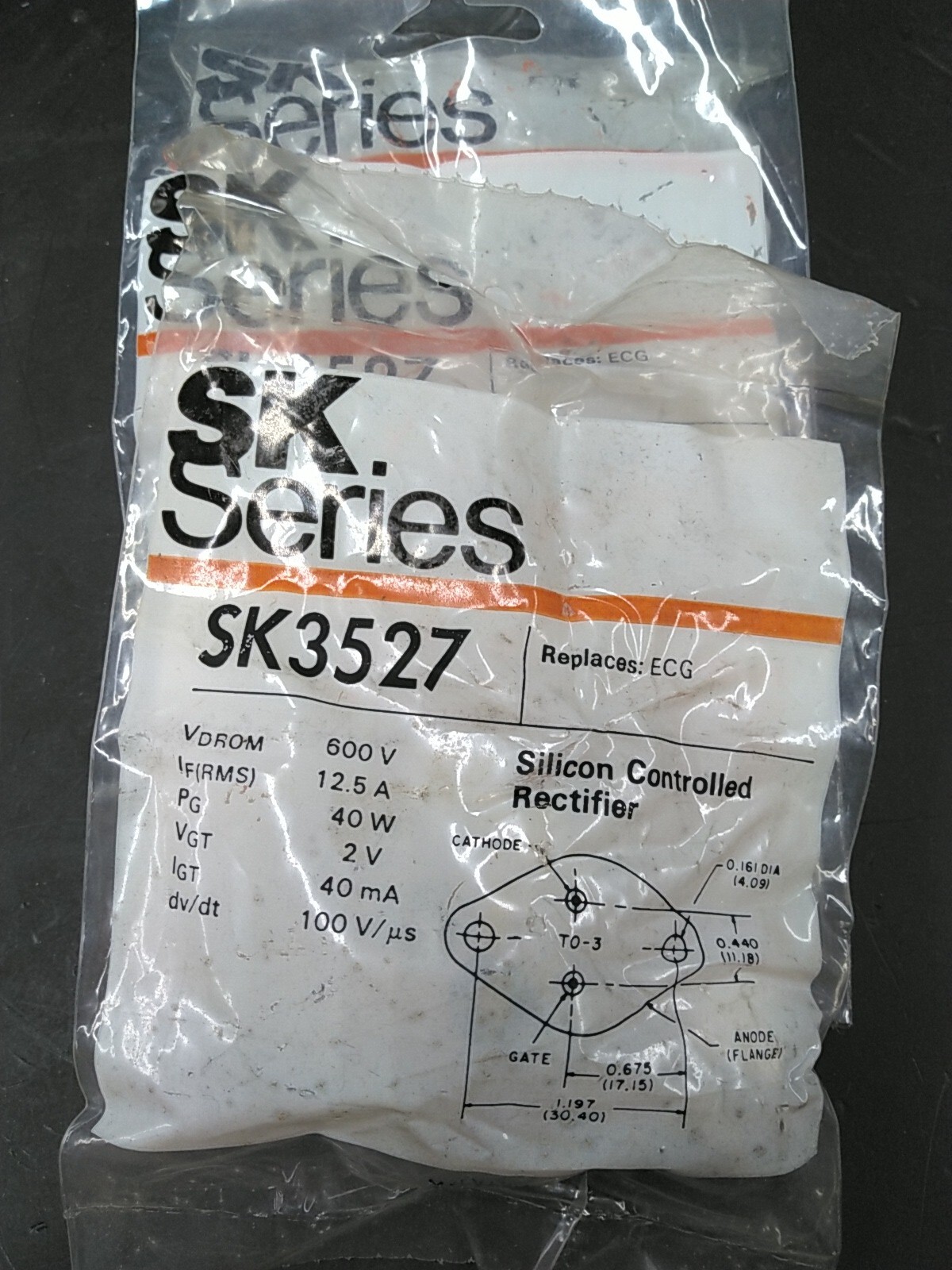 (Lot of 3) Thompson SK3527 Silicon Controlled Rectifier 2-Pin