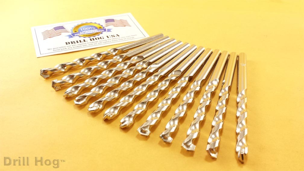 5/16" Masonry Bit CARBIDE Tip Concrete 5/16x4 Drill Hog® Lifetime Warranty 12 Pk
