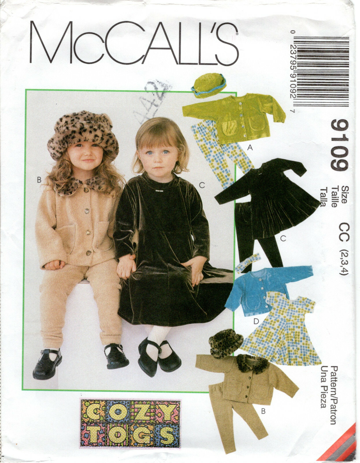 "Toddlers' Unlined Jacket, Dress, Pull-on Pants, Hat & Headband" McCalls 9109