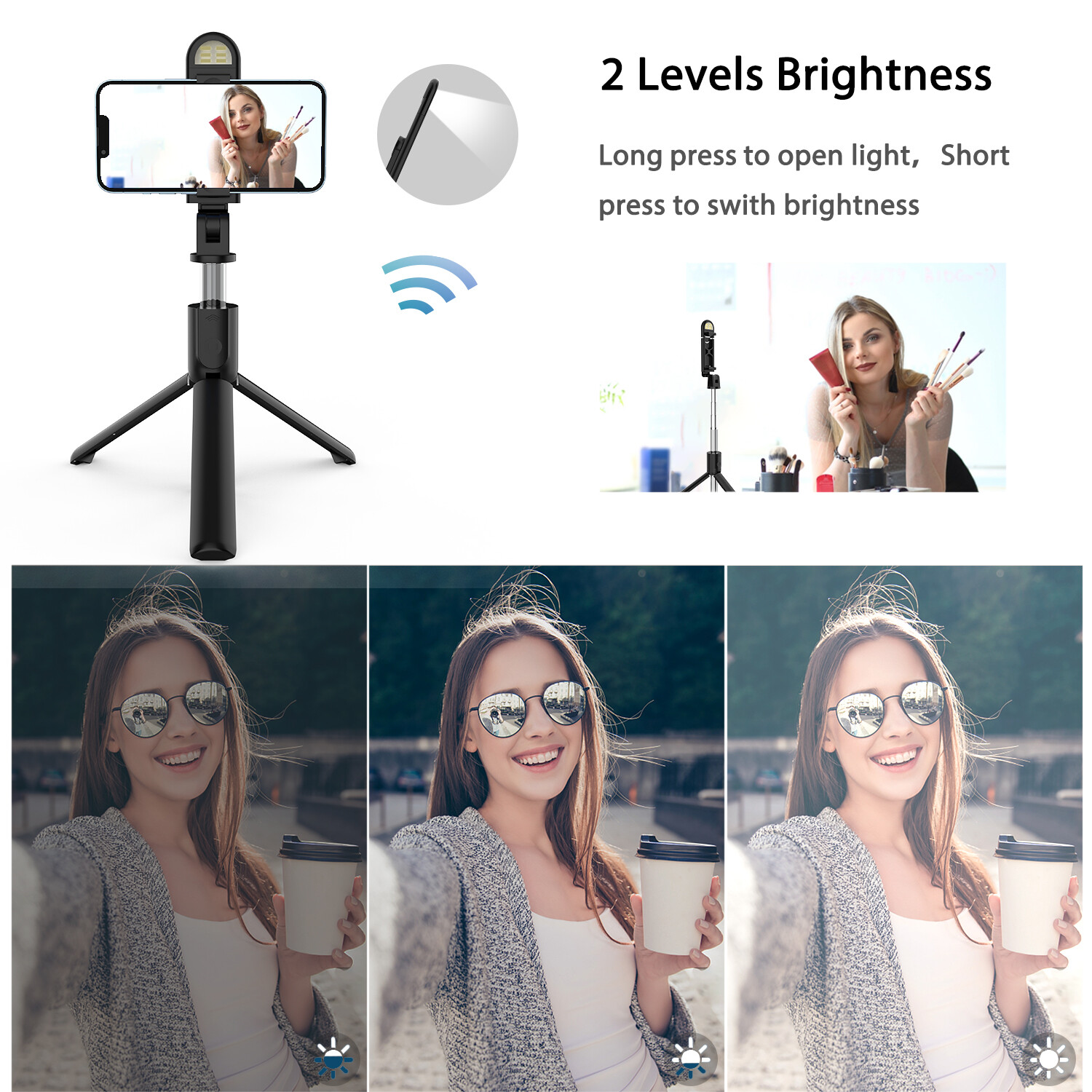 Selfie Stick Tripod Bluetooth Wireless Remote Stand For iPhone 15 Pro Max 14 13