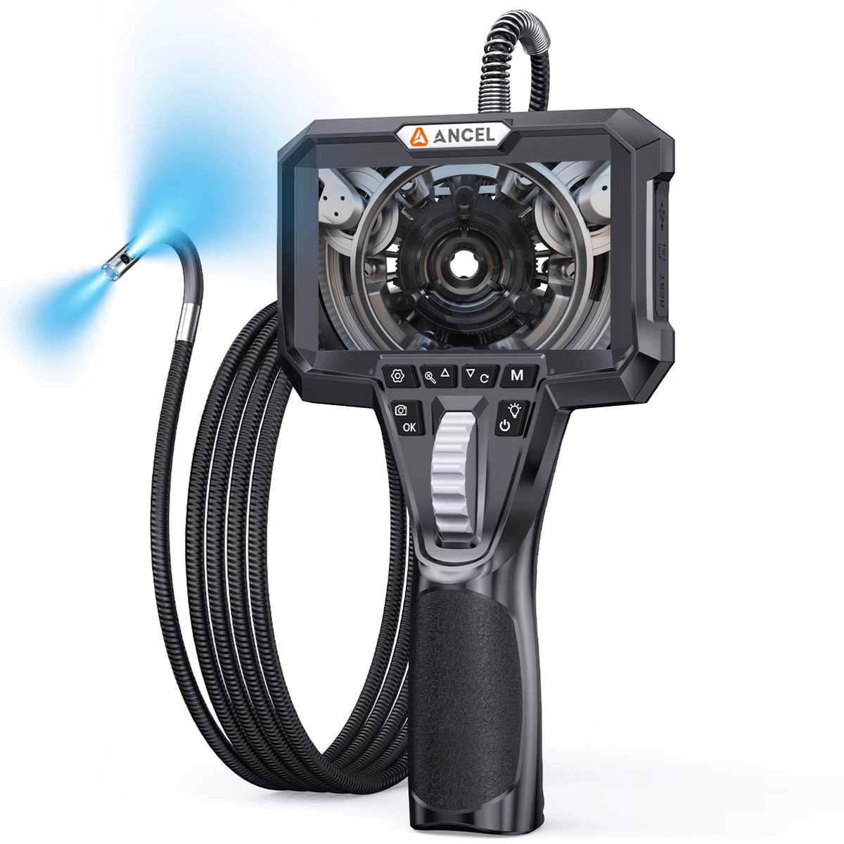 ANCEL AN302 2-Way Articulating Borescope Camera 7 LED Light Industrial Endoscope