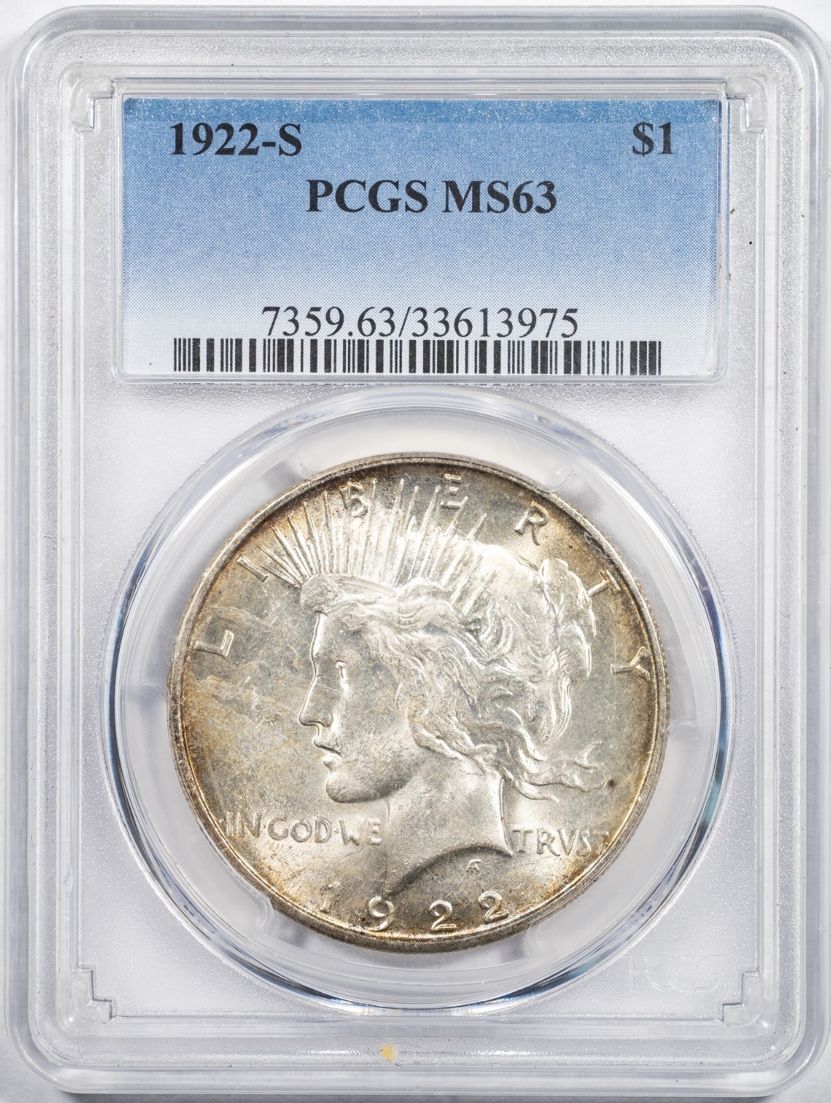 1922-S PCGS MS63 Peace Silver Dollar Uncirculated