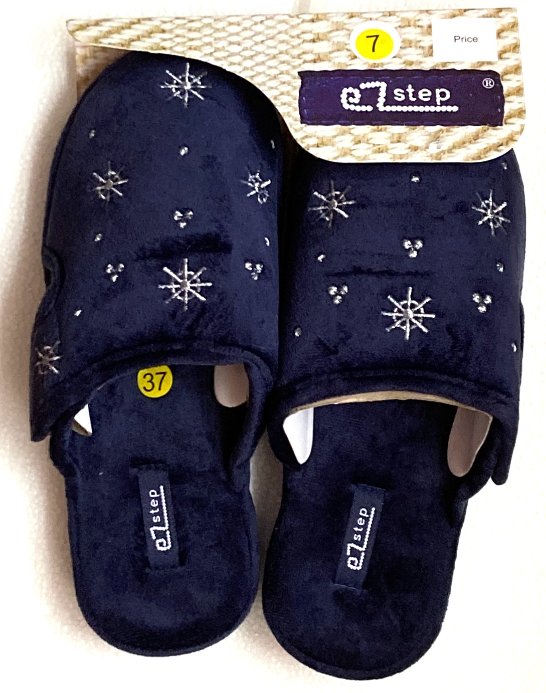 NEW Women's Size 7 US [37EU] Adjustable Memory Foam House Shoes Navy Slippers
