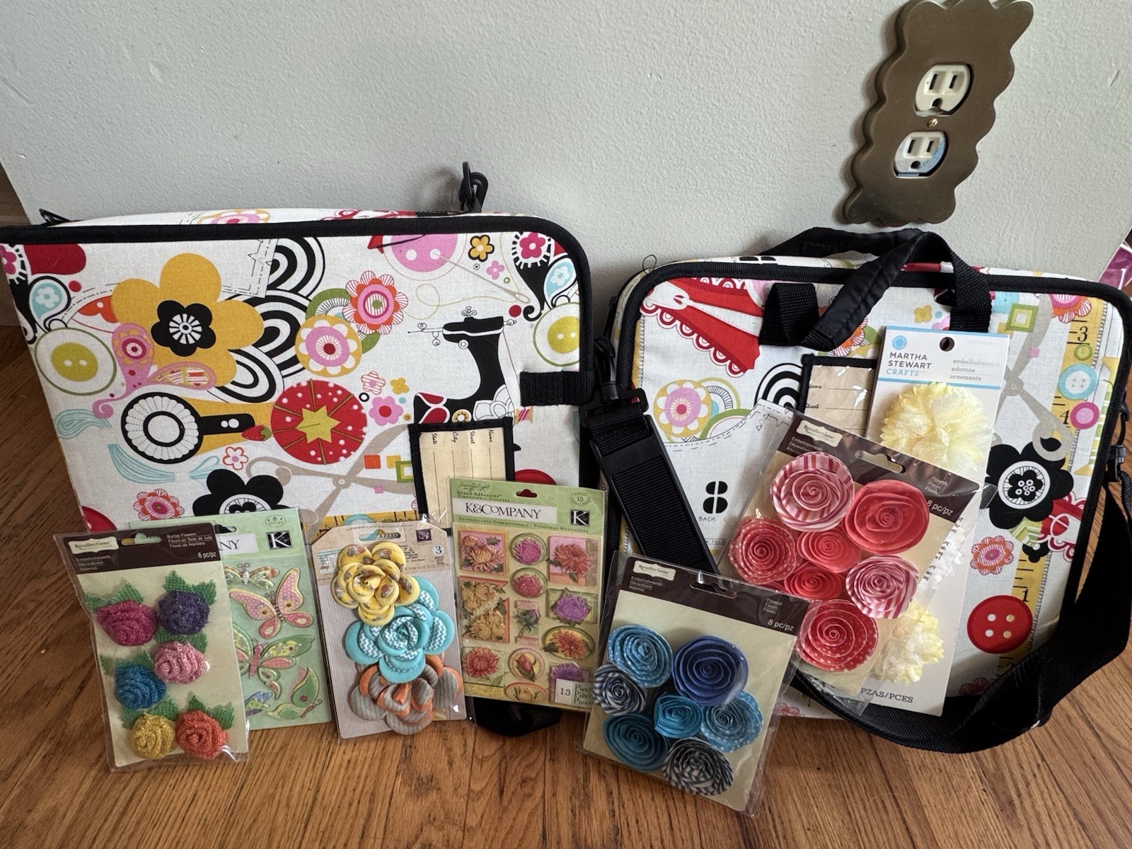 Scrabook or Sewing Cases and Stickers