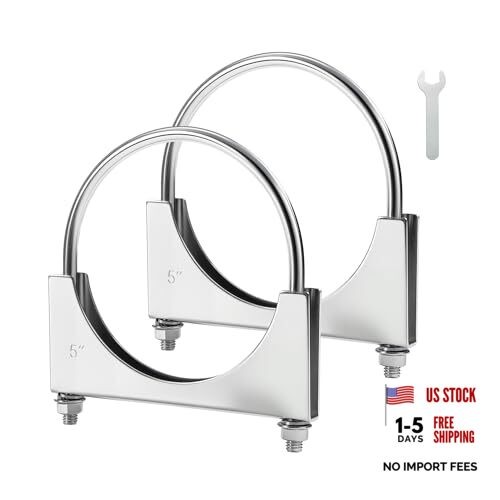 5" Heavy Duty U Bolt Exhaust Clamp, 5 Inch Stainless Steel U Muffler 5.0" 2