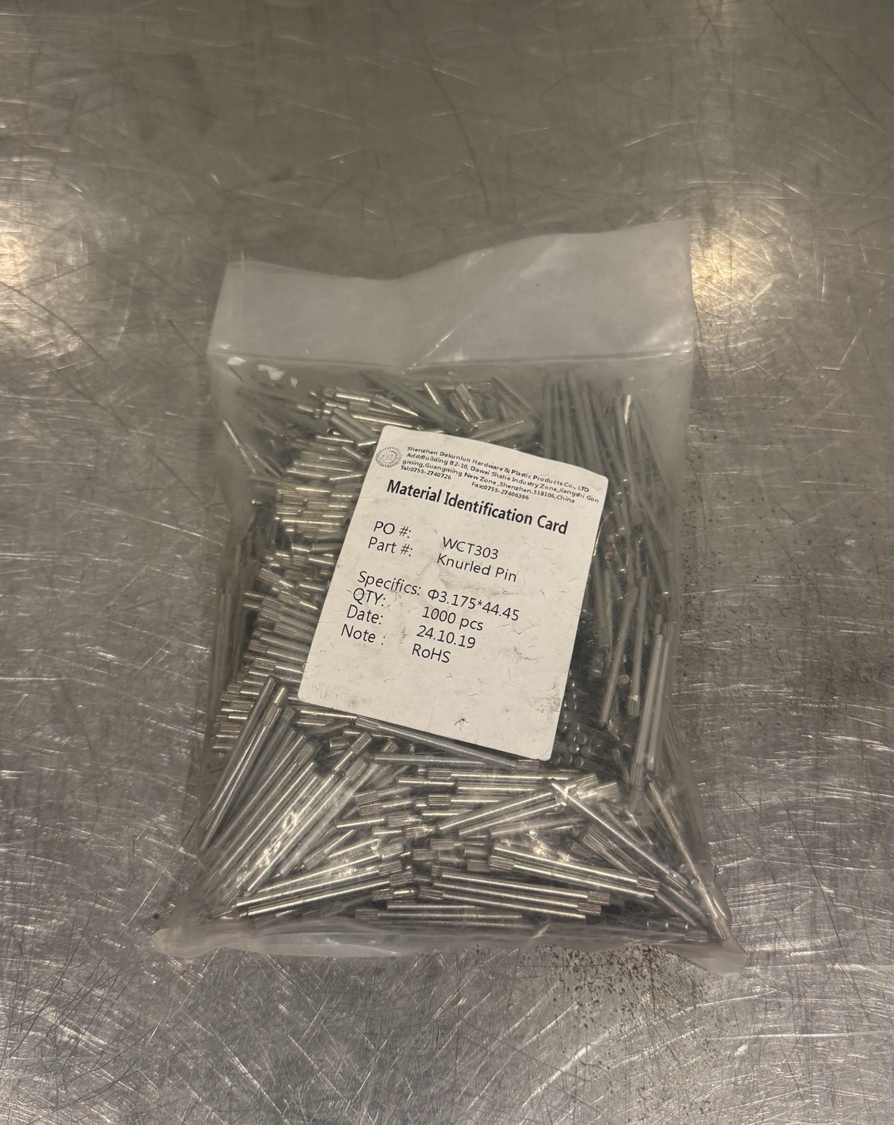 WCT303 Knurled Pin 1000PK 3.175 44.45 NEW! FREE SHIPPING!