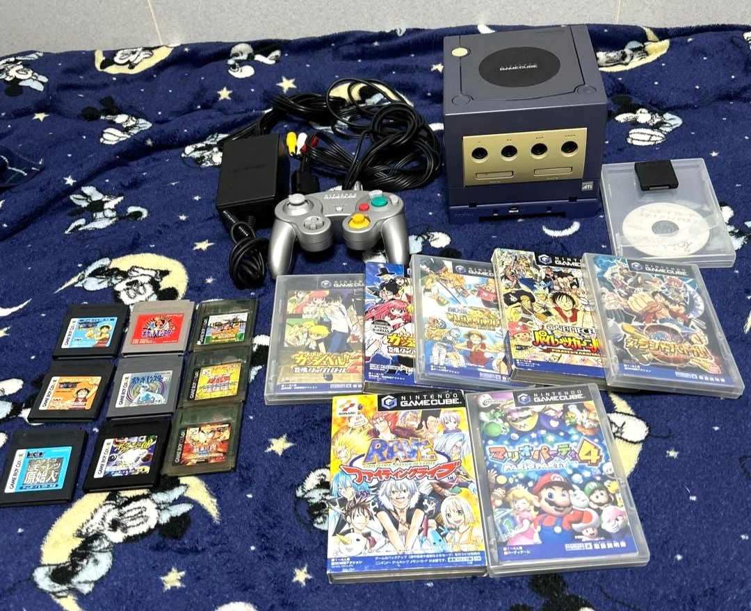 Nintendo GameCube Violet Console + Gameboy Player + Startup Disc + Games Working