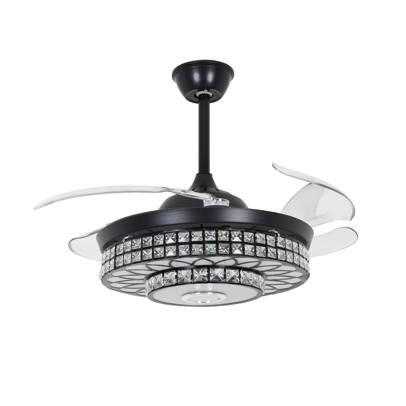 42" Retractable Ceiling Fan w/ Light & Bluetooth Speaker Dimmable LED Chandelier