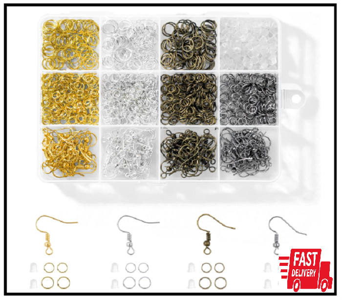 4 Colors Earring Hooks, 890 Pcs Earring Making Supplies Kit with Hypoallergenic