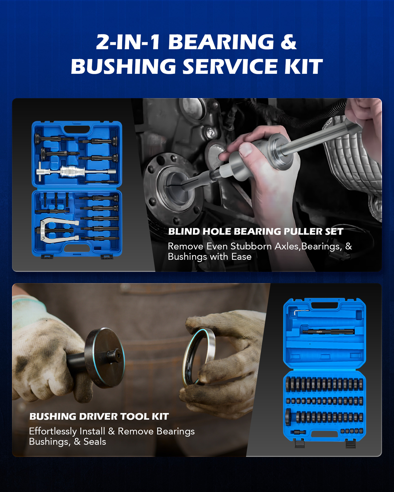 OMT 2 in 1 Blind Hole Inner Bearing Puller & Bushing Driver Remover Tool Kit