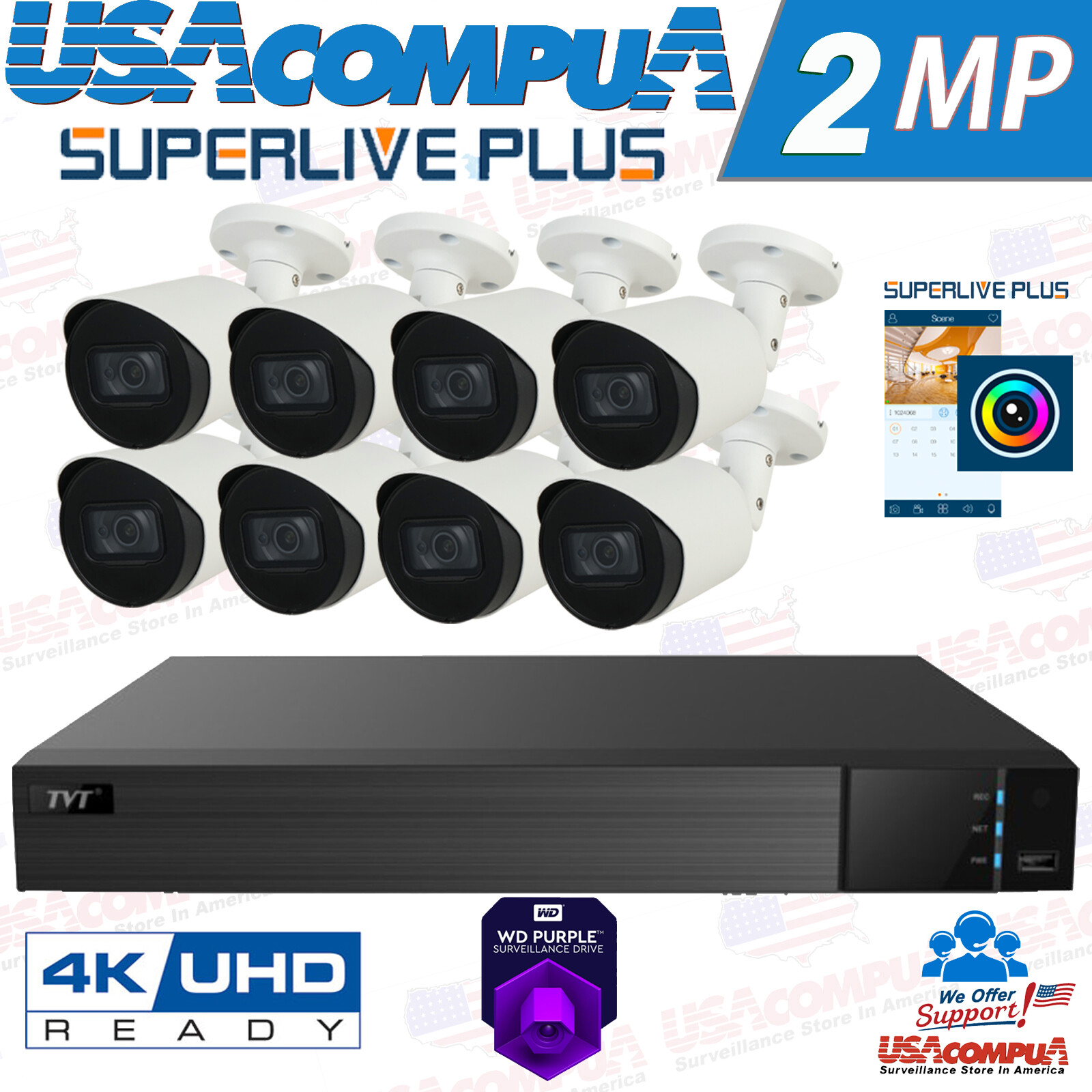 SUPERLIVEPLUSS 8 Channel 1080p Analog DVR  Security Cameras System  CCTV Lot