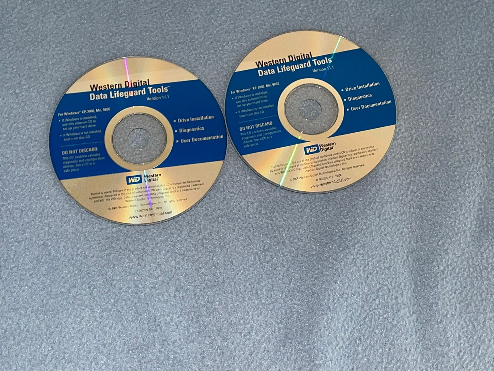 Lot 2 Western Digital Data LifeGuard Tools Version 11.1 WindowsXP 2000 ME 98SE