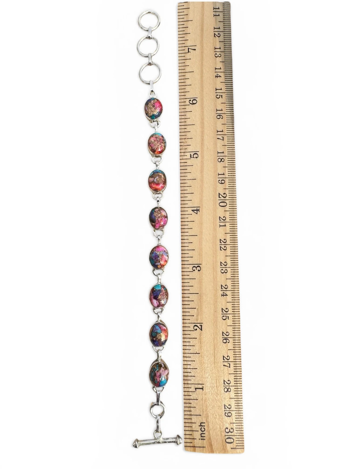 Kingman Pink Dahlia Turquoise Solid 925 Sterling Silver Bracelet