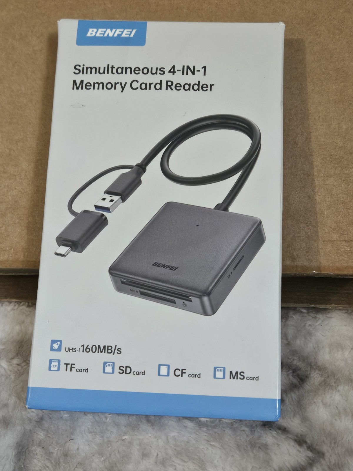 USB-C Card Reader BENFEI 4-in-1 USB 3.0 SD TF CF MS Adapter NIB