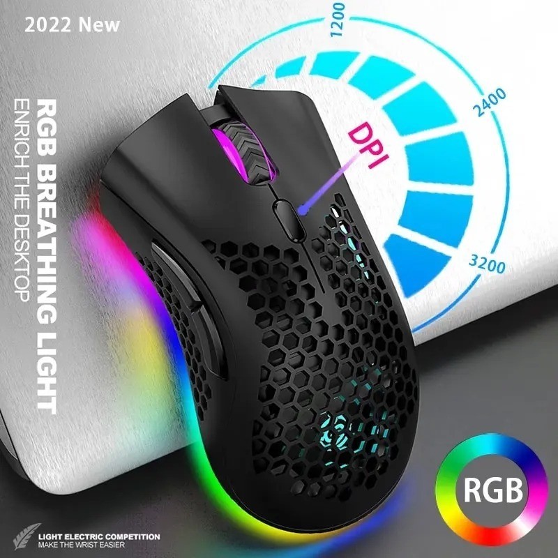 Wireless Mouse Gaming Rechargeable Optical Mouse Cordless 7 Color LED Backlit PC