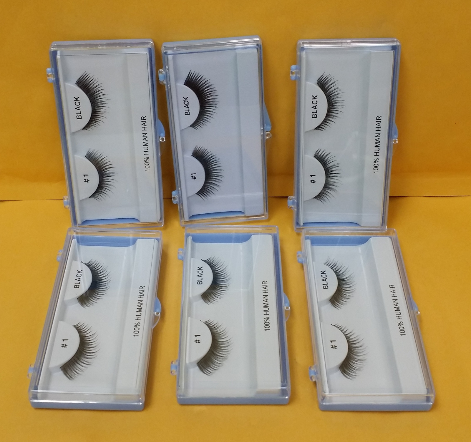 6 boxes FALSE EYELASHES STRIP EYELASH # 1 BLACK -  NEW - FREE SHIP