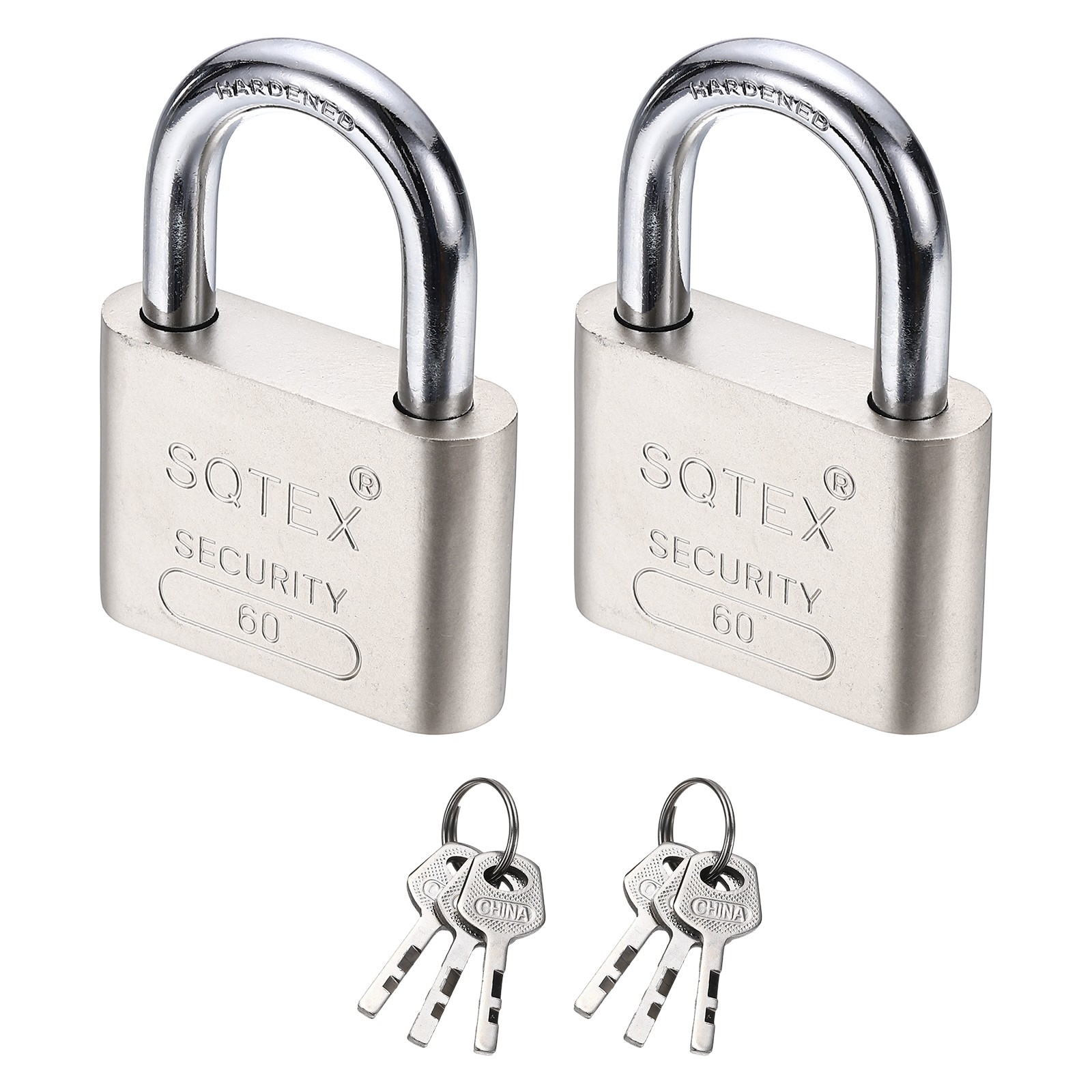 2Pcs 80 x 60 mm Heavy Duty Lock Alloy Steel High Security Padlock with 6 Keys