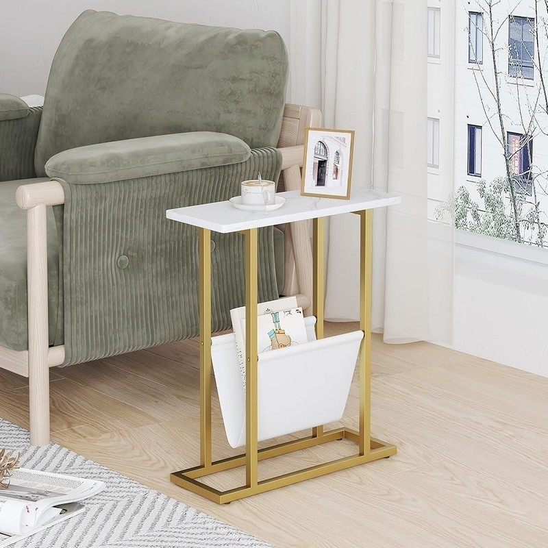 Narrow End Table Storage Multi-Purpose Sofa Table Easy Assembly Nightstand New