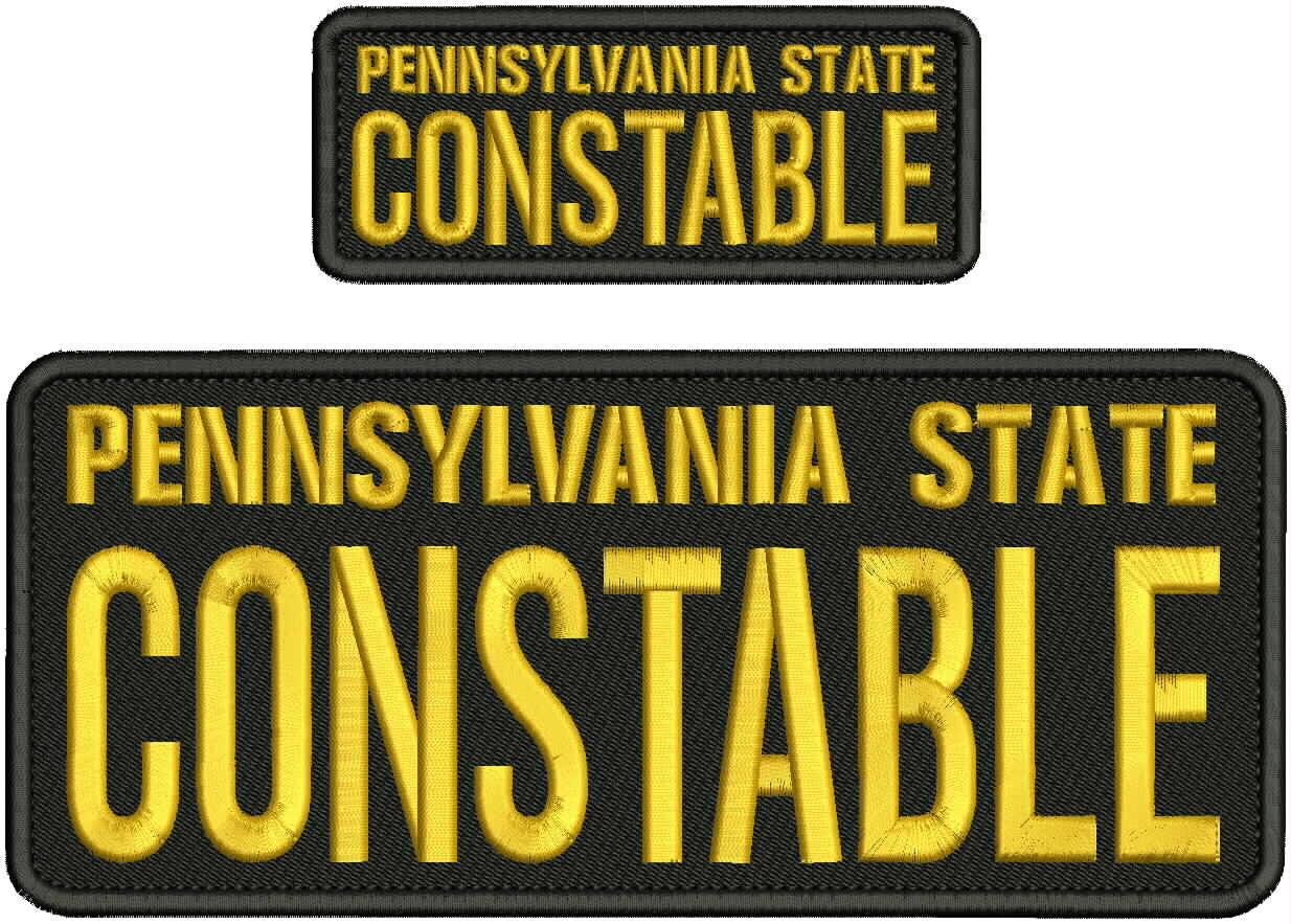 PA STATE CONSTABLE EMBROIDERY PATCH 4X10 & 2X5 HOOK ON BACK GOLD ON BLACK